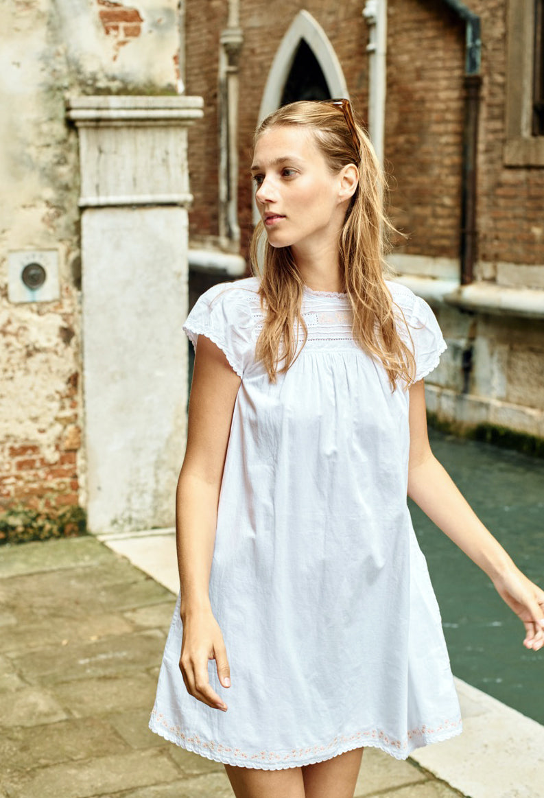 Joelle Cap Sleeved Cotton Mini Dress - Pre Order