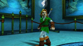 Link looks shocked in The Legend of Zelda: Ocarina of Time 3D