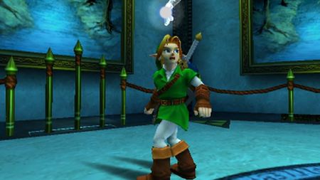 Link looks shocked in The Legend of Zelda: Ocarina of Time 3D