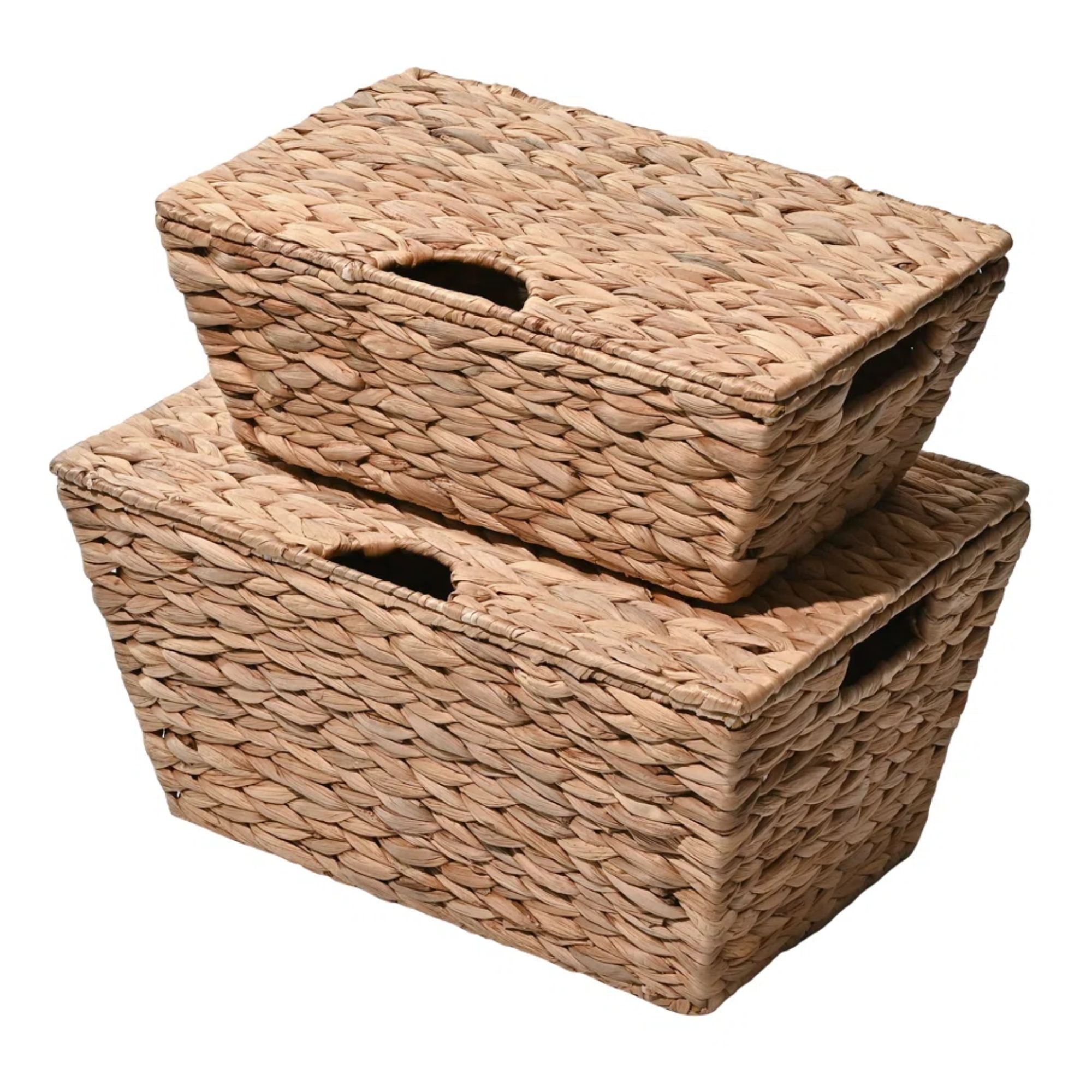 Wilder Classic Farmhouse Woven Hyacinth Rectangular Storage Baskets
