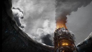 Frostpunk 1886 teaser image showing a storm and a generator