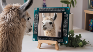 Adobe Firefly AI image of a Llama looking in a mirror