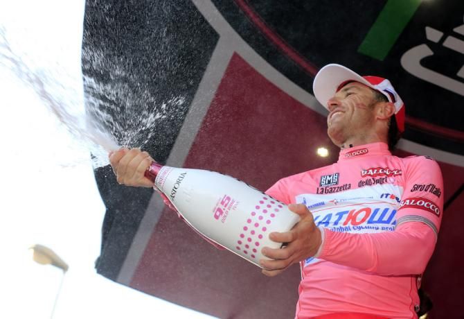 Luca Paolini (Katusha) enjoys another day in the pink jersey