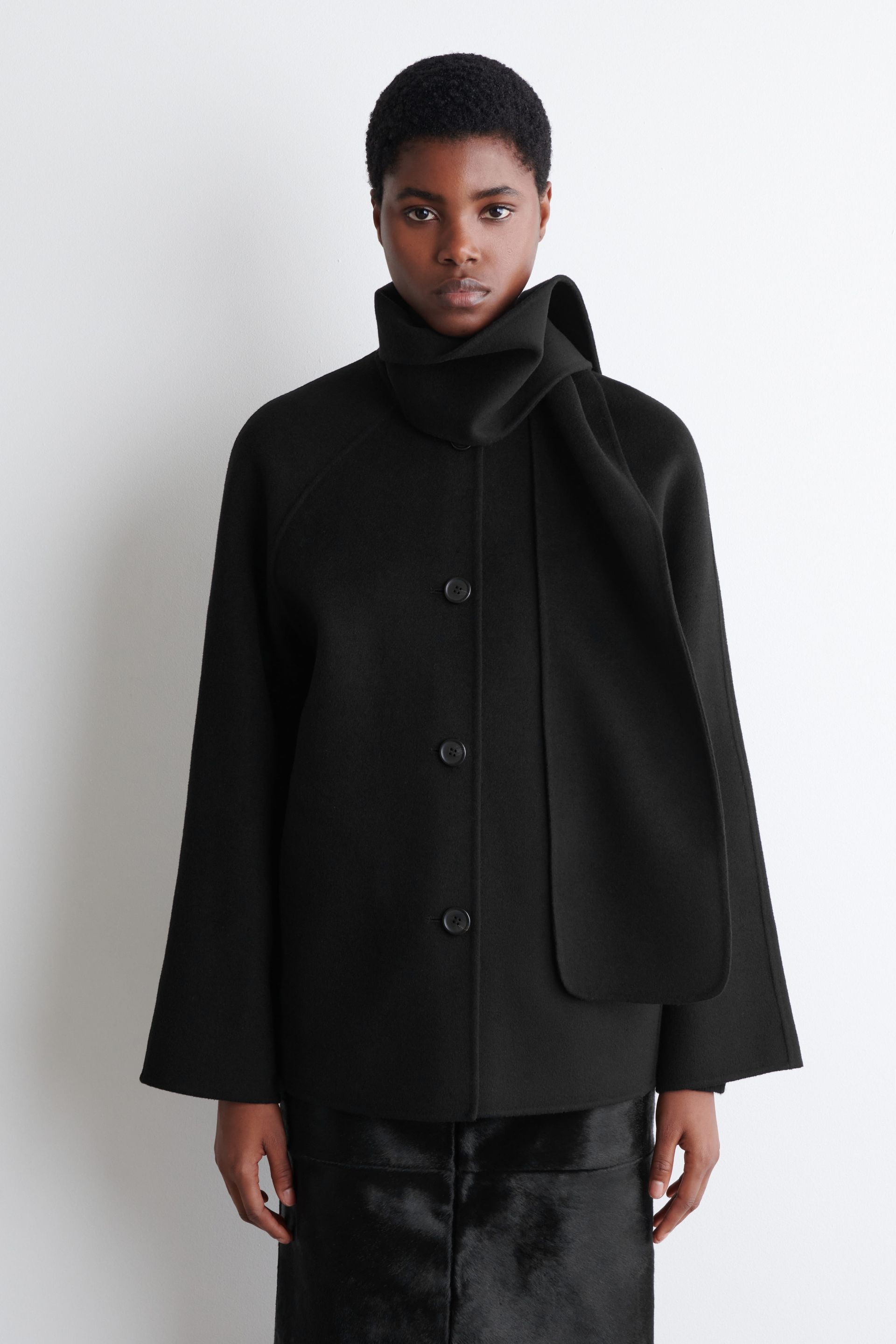 Double-Faced Wool Scarf Jacket