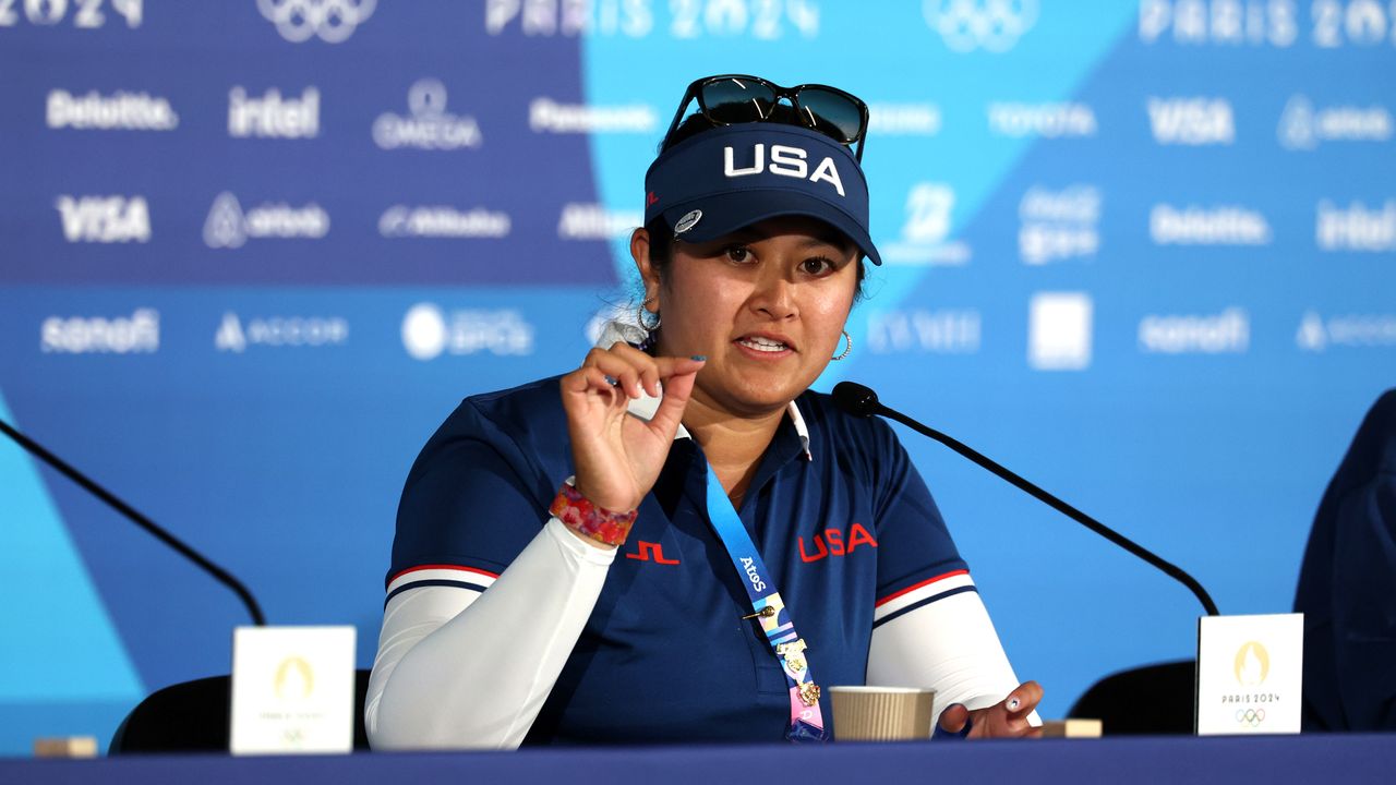 Lilia Vu speaks during her pre-Olympic press conference at Paris 2024