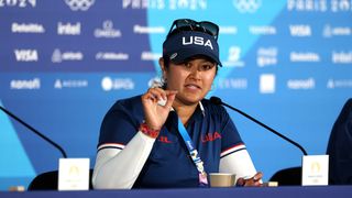 Lilia Vu speaks during her pre-Olympic press conference at Paris 2024