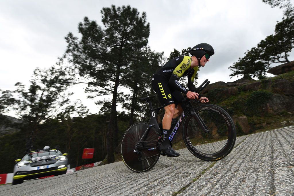 MIRADOR DE ZARO DUMBRA SPAIN NOVEMBER 03 Alexander Edmondson of Australia and Team Mitchelton Scott during the 75th Tour of Spain 2020 Stage 13 a 337km Individual Time Trial stage from Muros to Mirador de zaro Dumbra 278m ITT lavuelta LaVuelta20 La Vuelta on November 03 2020 in Mirador de zaro Dumbra Spain Photo by David RamosGetty Images