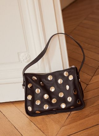 Black Leather Studded Bag