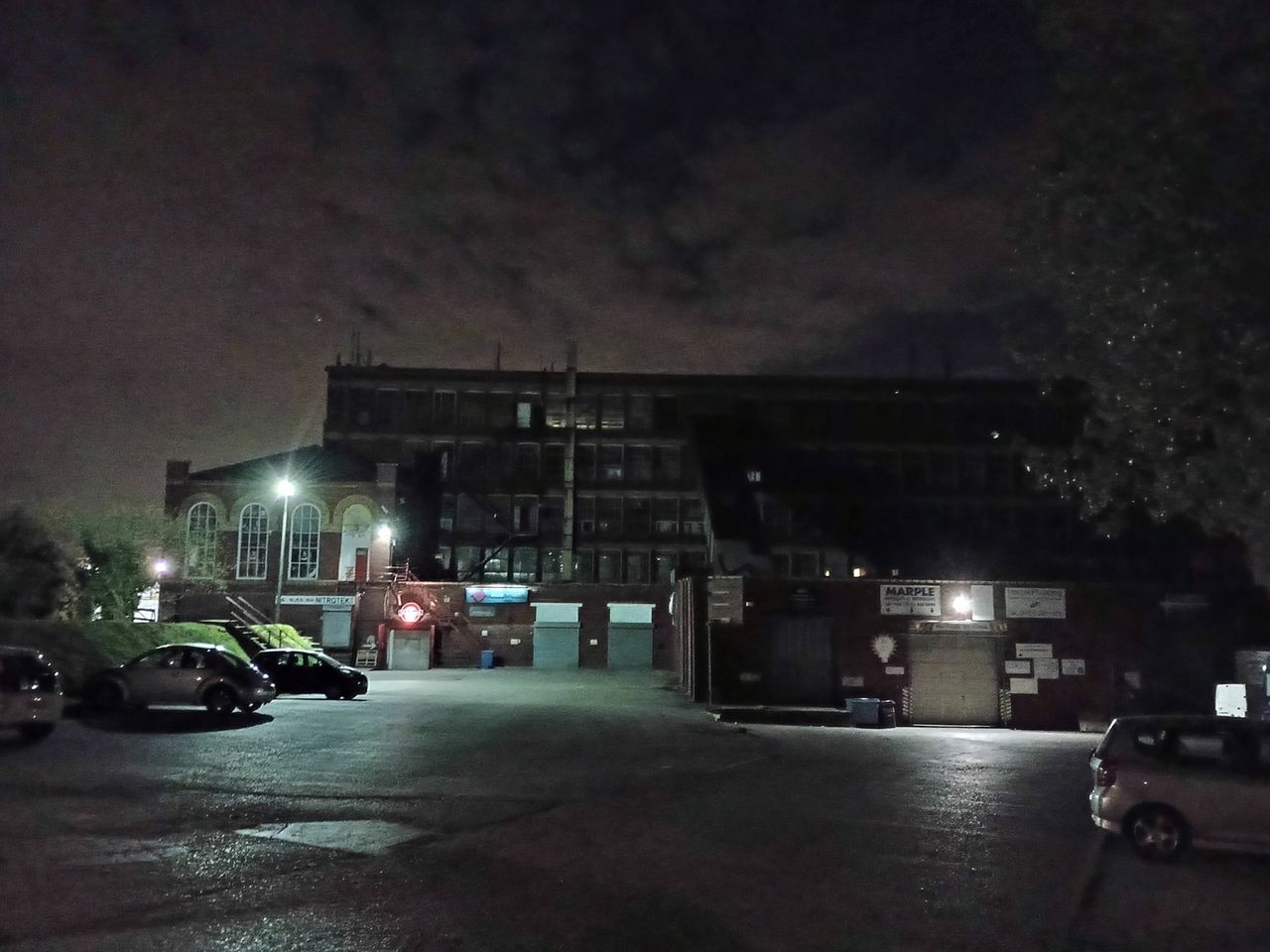 Moto G22 camera sample showing a mill at night in night mode