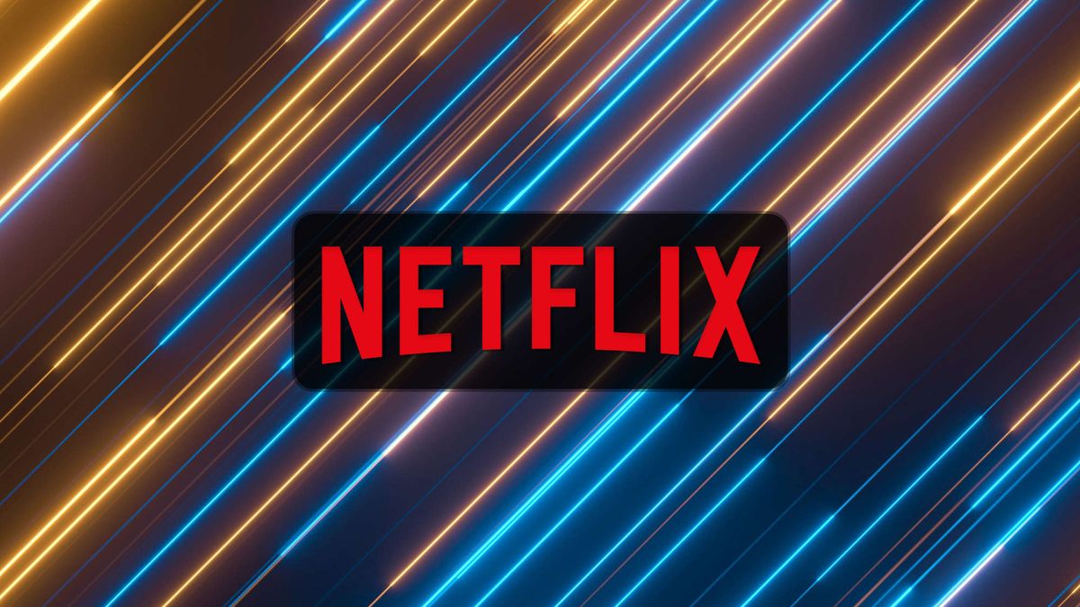 Netflix logo on a yellow blue lasers background