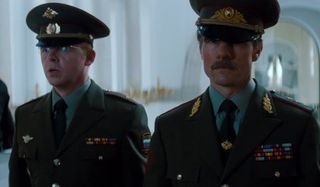 Mission: Impossible - Ghost Protocol Simon Pegg and Tom Cruise in disguise, at the Kremlin