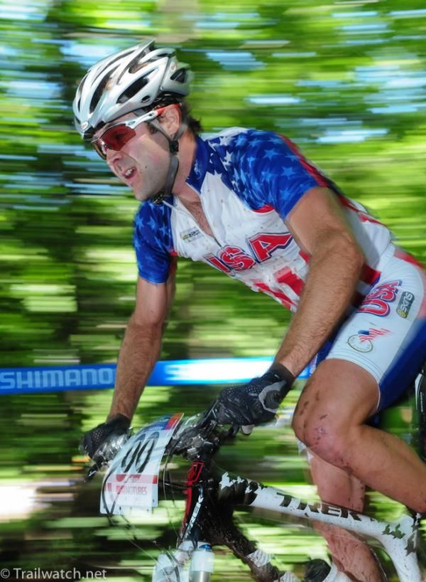 TJ Woodriff (Team USA) descending through the trees