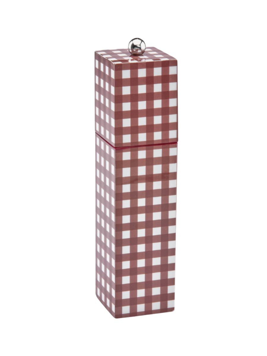 Cherry Gingham Square Pillar Salt or Pepper Mill