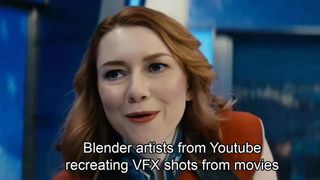 A meme about VFX from Reddit. Text reads: 'Blender artists from YouTube recreating VFX shot from movies'