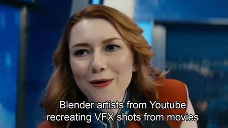 A meme about VFX from Reddit. Text reads: 'Blender artists from YouTube recreating VFX shot from movies'