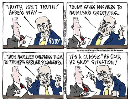 Political cartoon U.S. Donald Trump Rudy Giuliani truth isn't truth
