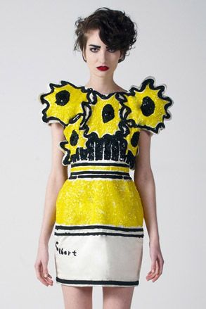 Model wearing yellow collection
