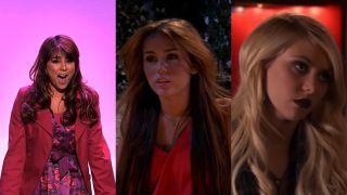 daniella monet in victorious/miley cyrus in hannah montana: forever/taylor momsen in gossip girl