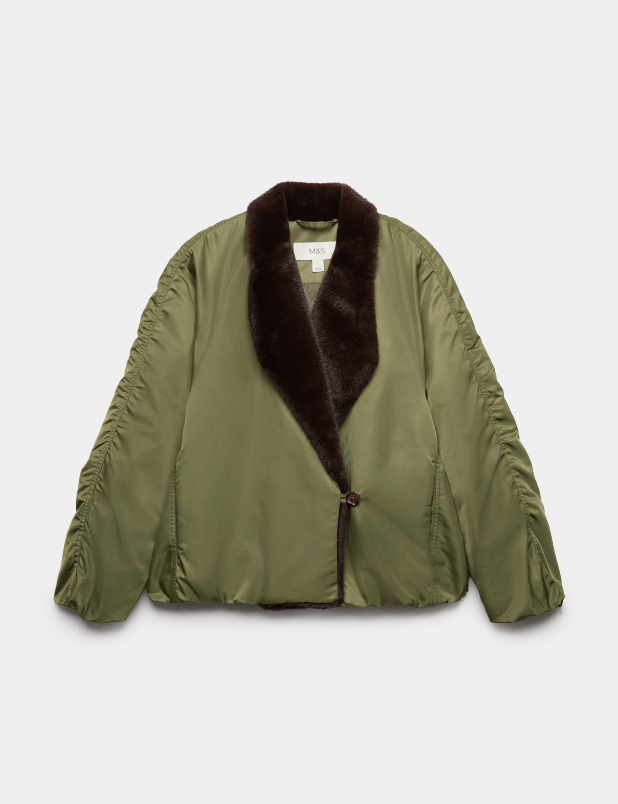 M&amp;amp;S, Satin Padded Faux Fur Bomber Jacket