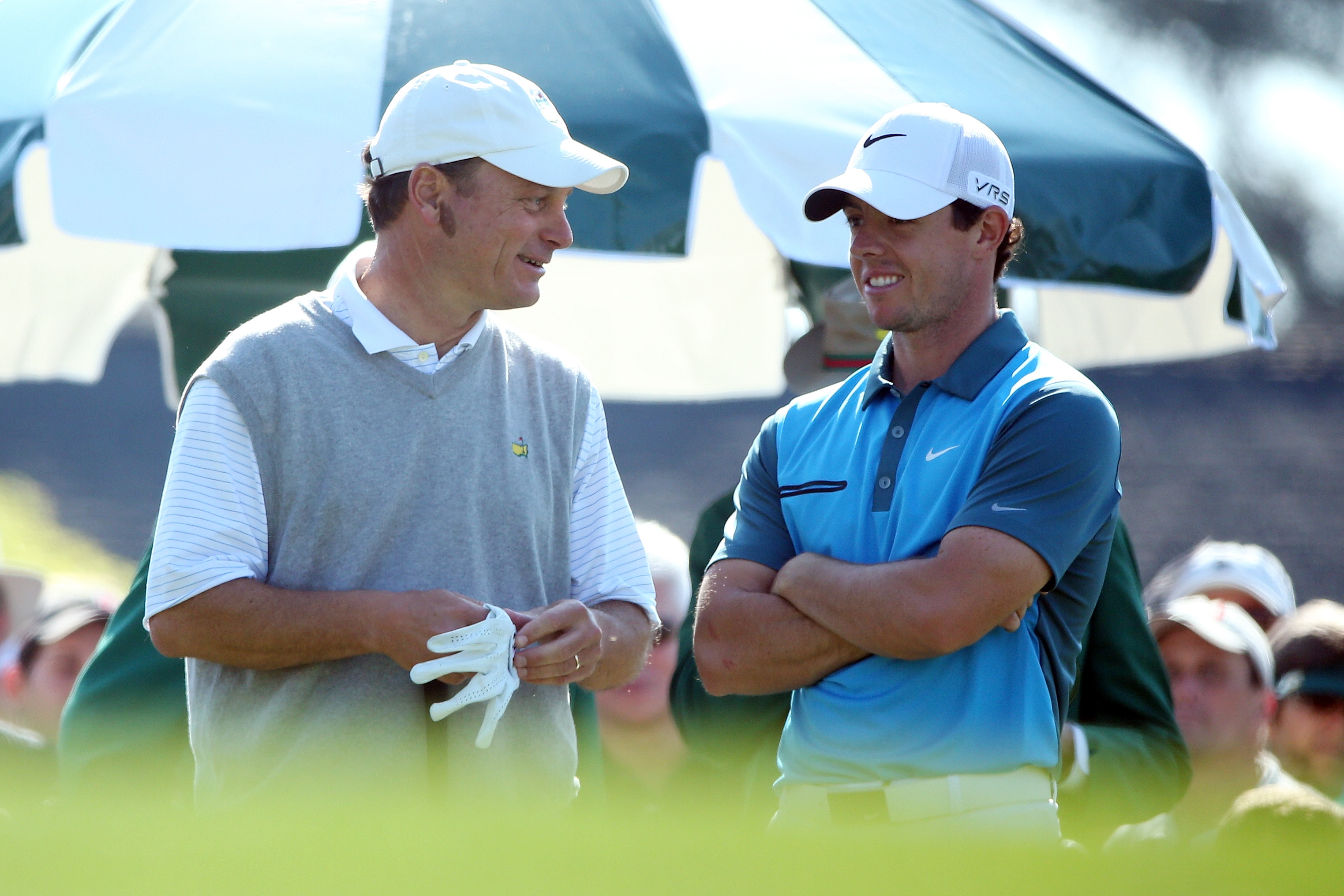 Jeff Knox and Rory McIlroy at the 2014 Masters