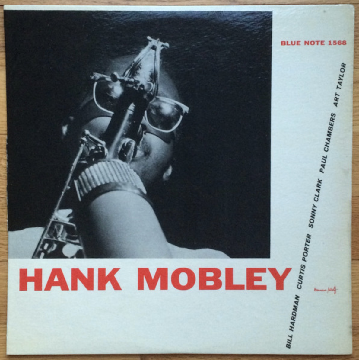 Hank Mobley vinyl sleeve with man playing saxophone