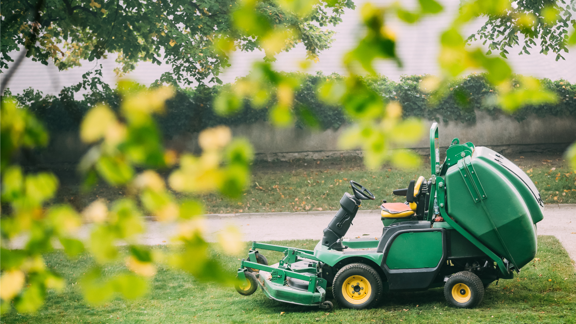 riding mower in lawn