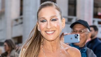 Sarah Jessica Parker at the New York City Ballet gala with silver eyeshadow.