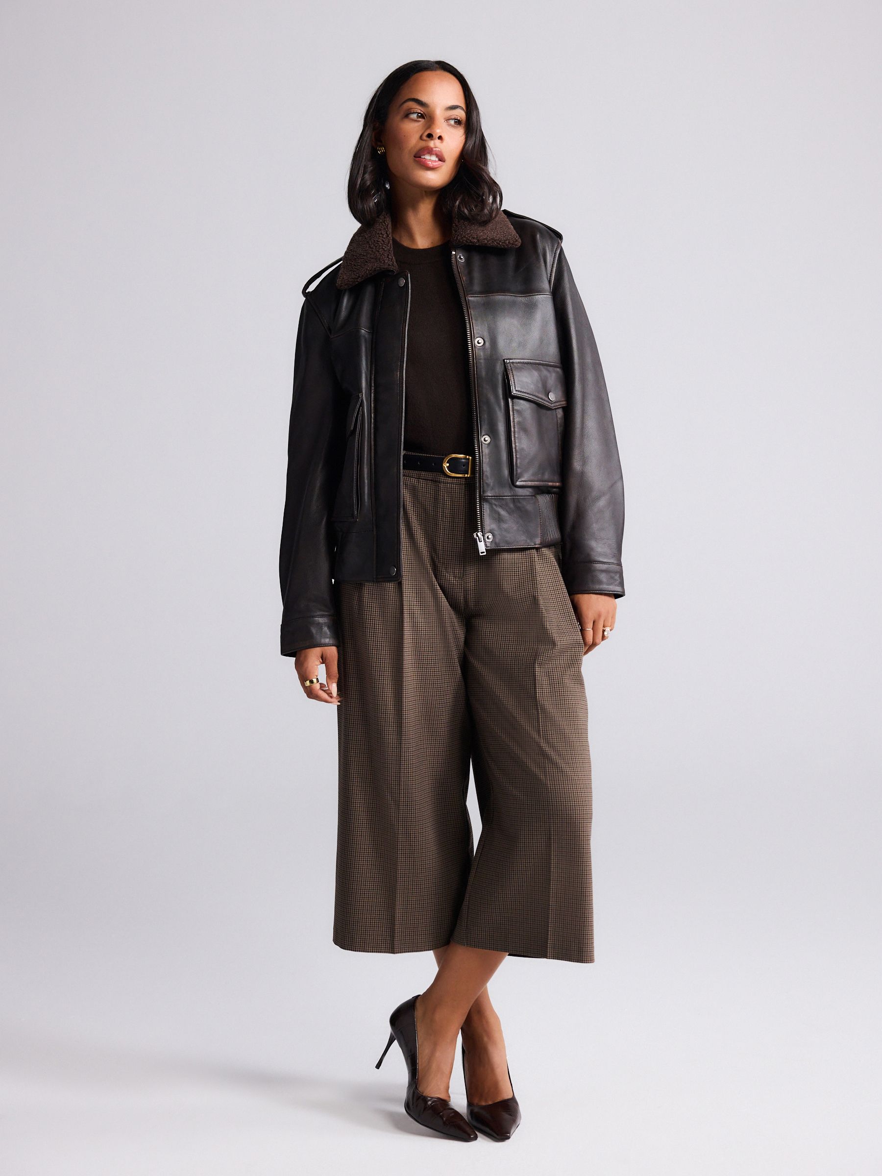 Brown Checked Tailored Culottes