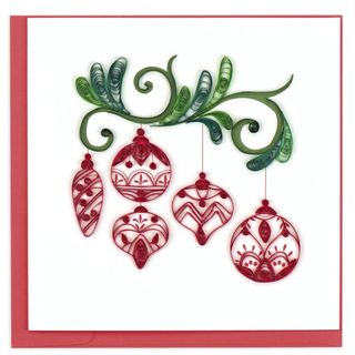 Red and green quilled ornament card