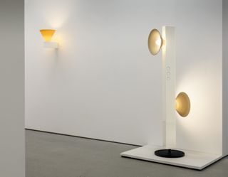 Installation image of Barber Osgerby lamps at Galerie Kreo, London