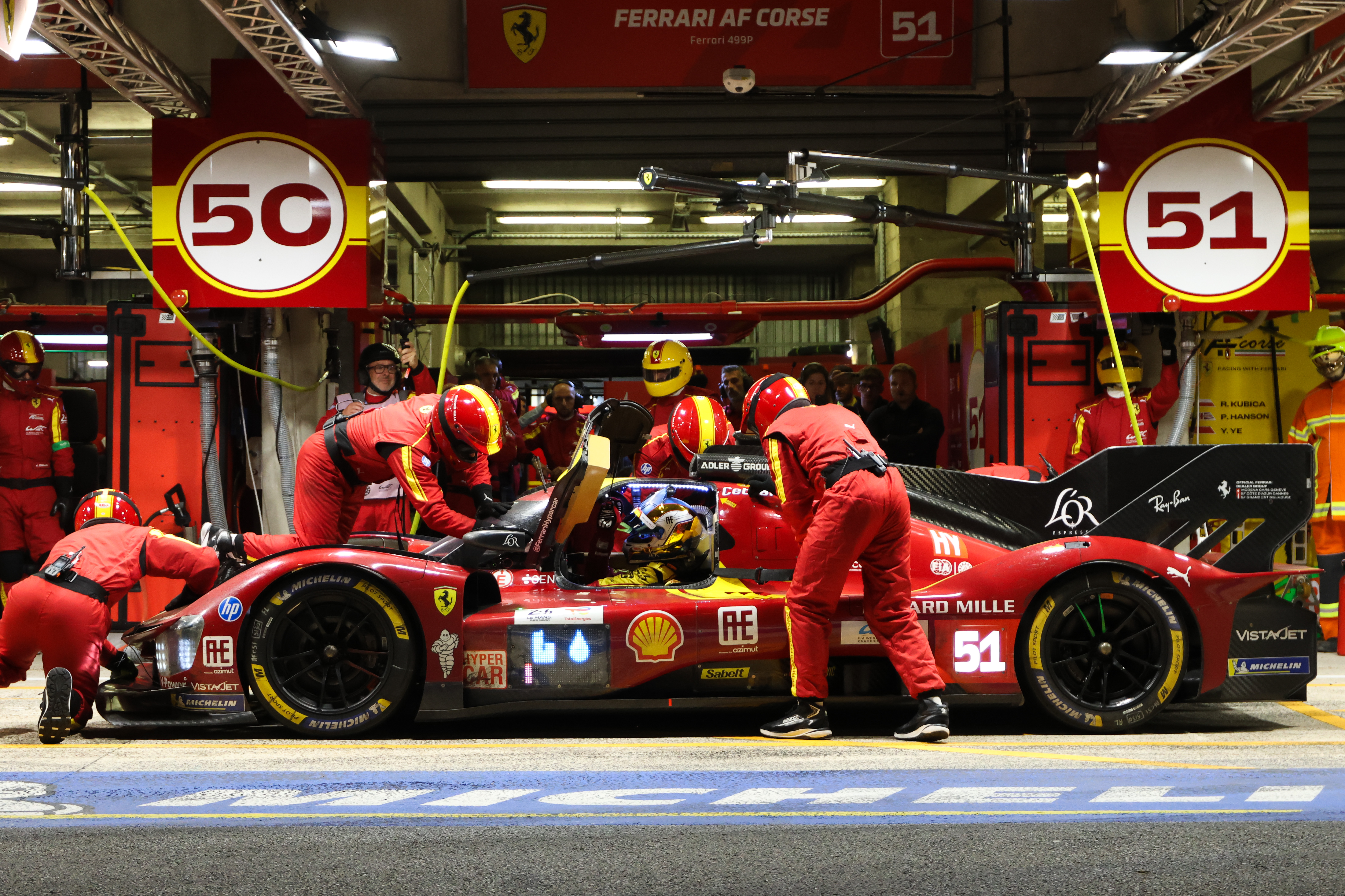 A Ferrari pitstop at Le Mans 2025