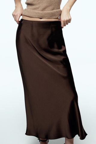 Satin Effect Midi Skirt