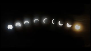 How to photograph a solar eclipse: image showing a solar eclipse sequence