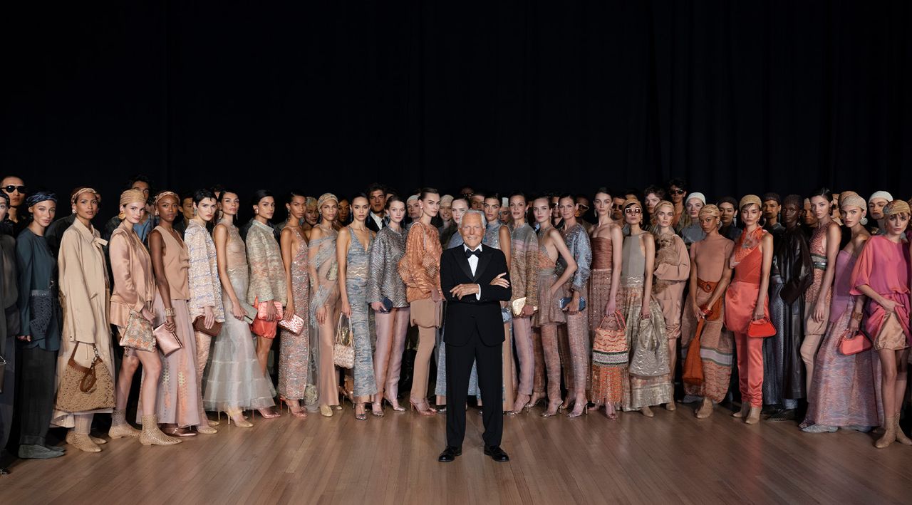 Giorgio Armani and models at Giorgio Armani S/S 2025