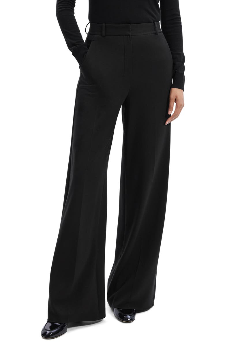 High Waist Double Knit Wide Leg Pants