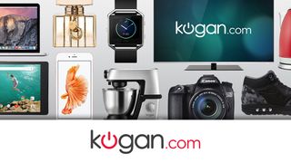 Tech and lifestyle products sold on Kogan arranged above the Kogan logo