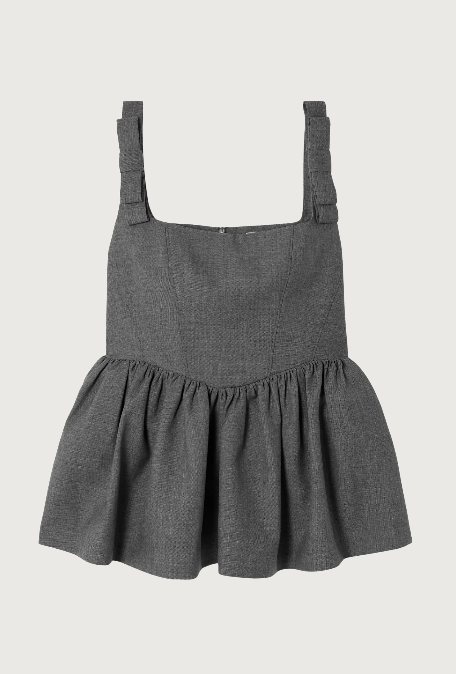 Bow-Detailed Woven Peplum Top