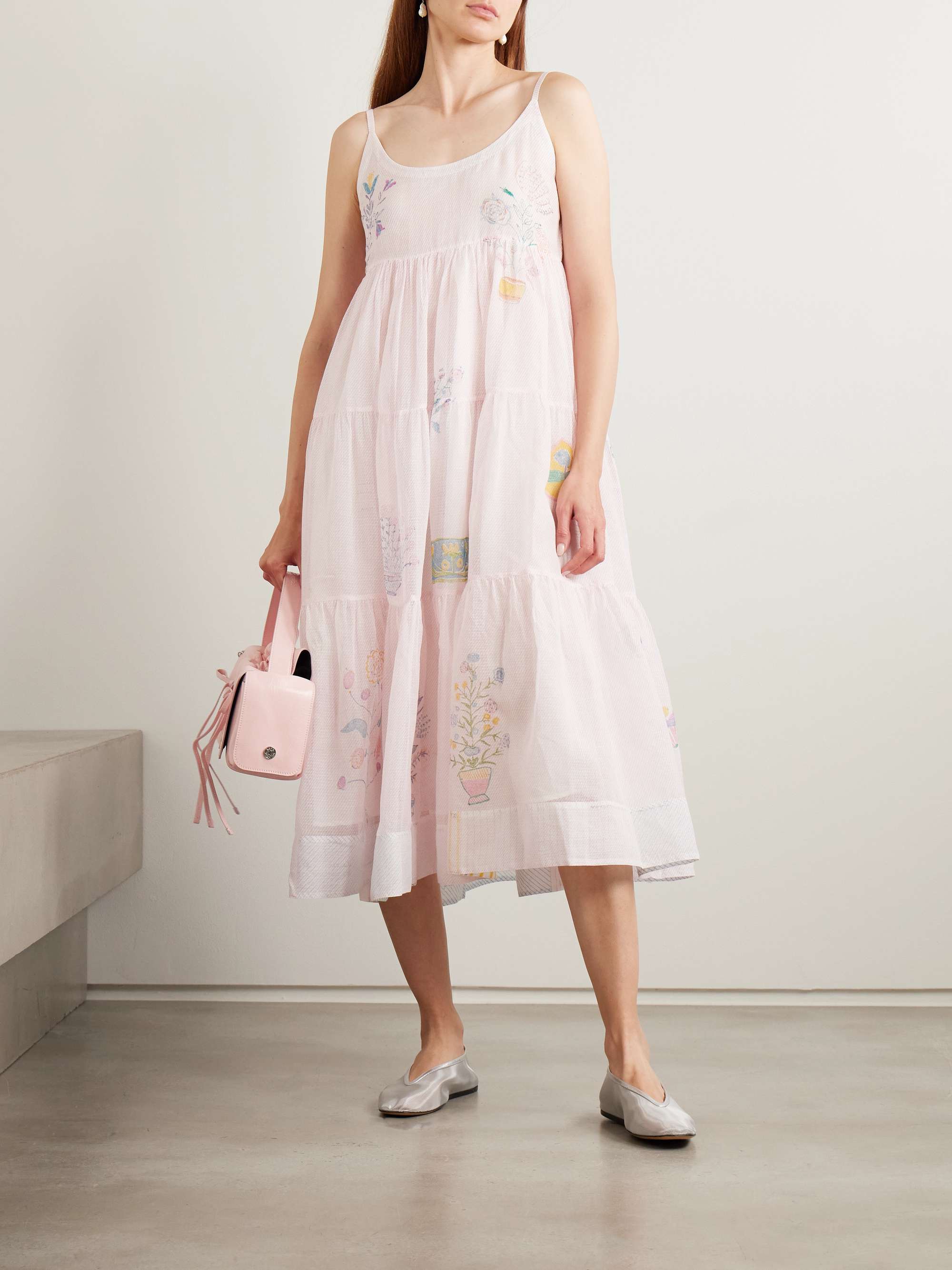Ikumi Tiered Printed Cotton Kota Doriya Midi Dress