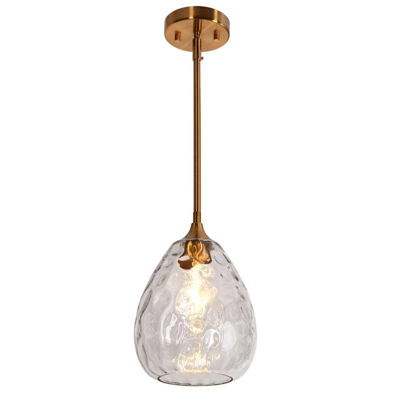 Allmodern Freda 1 - Light 7.8'' W Dome Clear Glass Brass Kitchen Island Pendant Ul Certified &amp;amp; Reviews | Wayfair