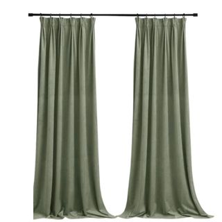 StangH Sage Green Velvet Curtains