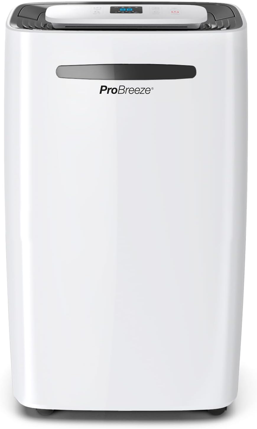 Pro Breeze&amp;reg; 20l/day Dehumidifier With Digital Humidity Display, Sleep Mode, Continuous Drainage, Laundry Drying and 24 Hour Timer - Ideal for Damp and Condensation