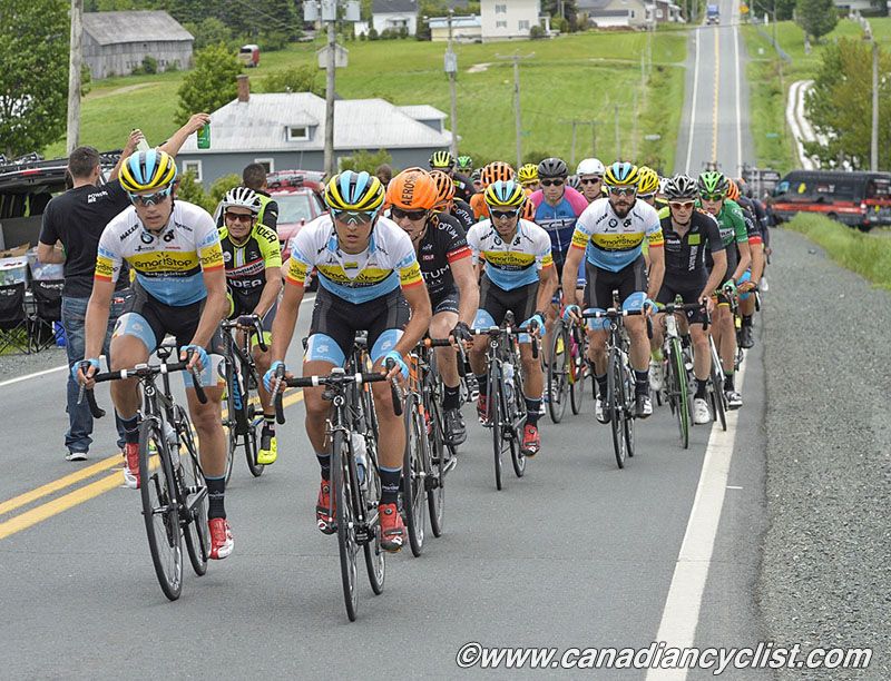 Team Smartstop at the front of the peloton