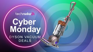 Cyber Monday Dyson vacuum deals, ball on Techradar background