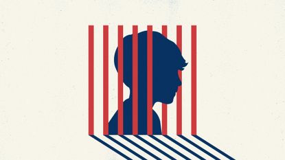 Illustration of a teenage boy silhouetted against prison bars