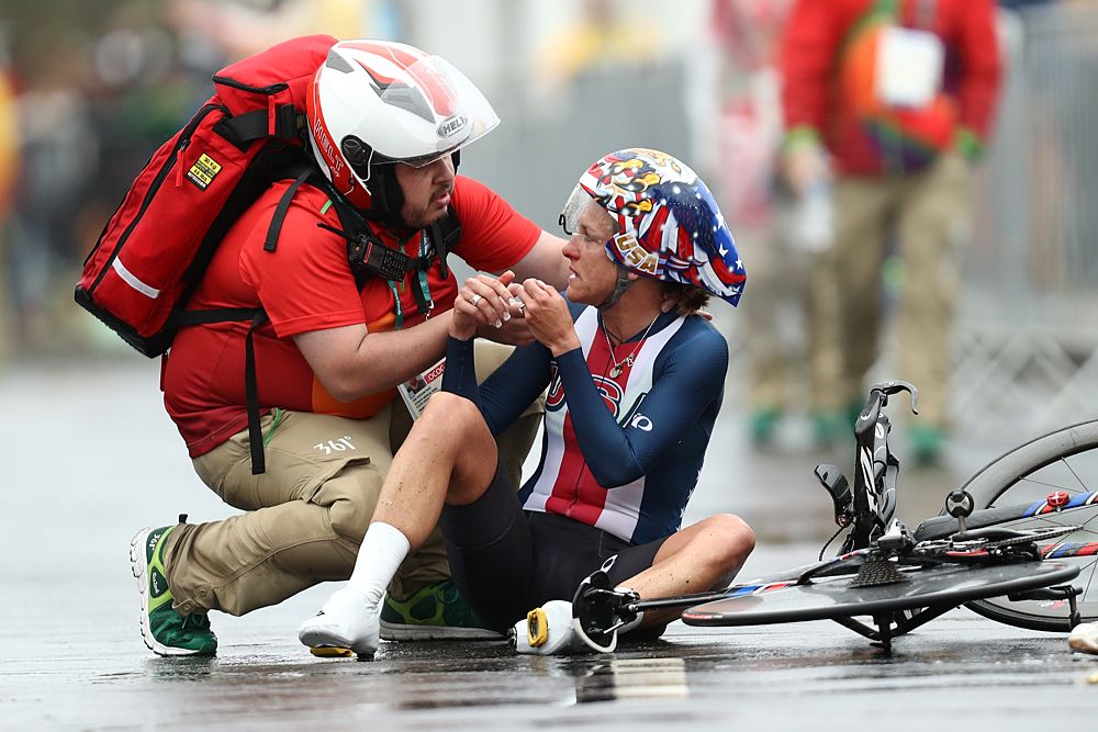 Kristin Armstrong collapsed after winning her third Olympic gold medal