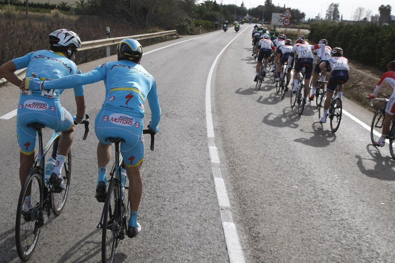 Fabio Aru and Dario Cataldo at the back