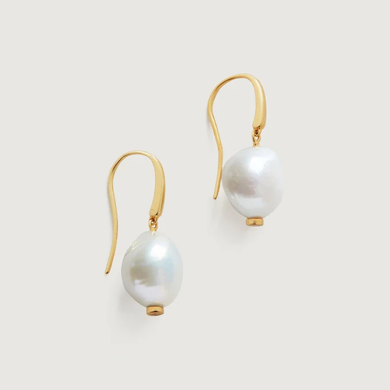 Monica Vinader pearl and gold drop earrings