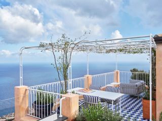 Outdoor terrace overlooking sea at Infinito Suite at Palazzo Avino