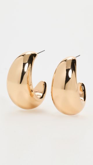 Gold Shape Post Hoop Earrings
