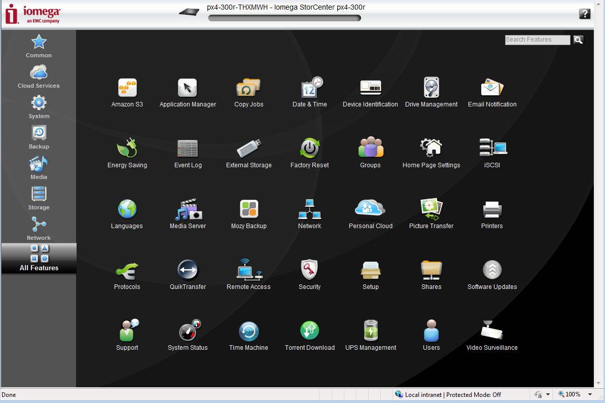 Iomega&rsquo;s freshly designed web interface makes light work of configuring and managing the appliance.